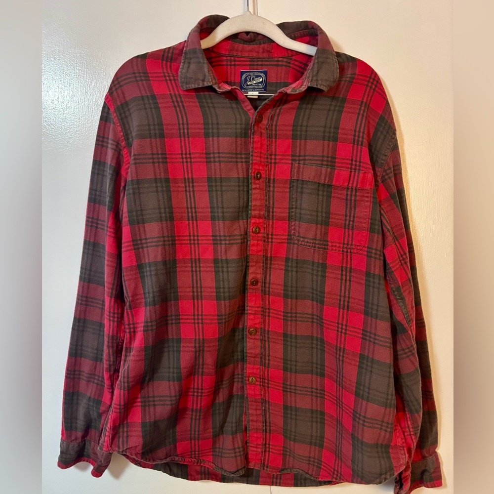 J. Crew Mens Plaid Flannel Button Down Every Stitch Guaranteed Large